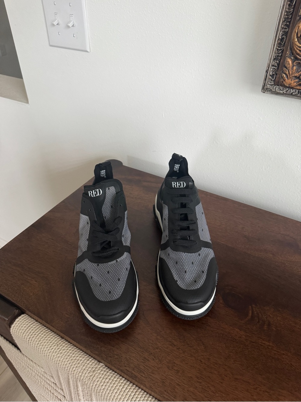RED Valentino women’s Black and mesh Athletic Sneakers 38
